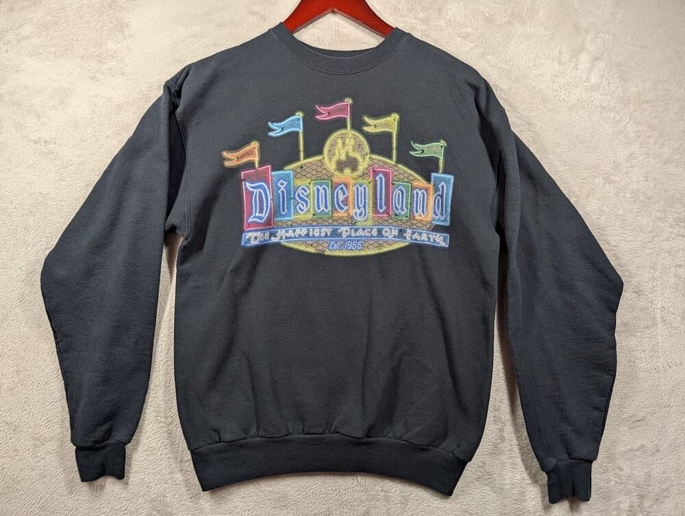 Disneyland Glow-in-the-Dark Crewneck Black Sweatshirt Size SMALL